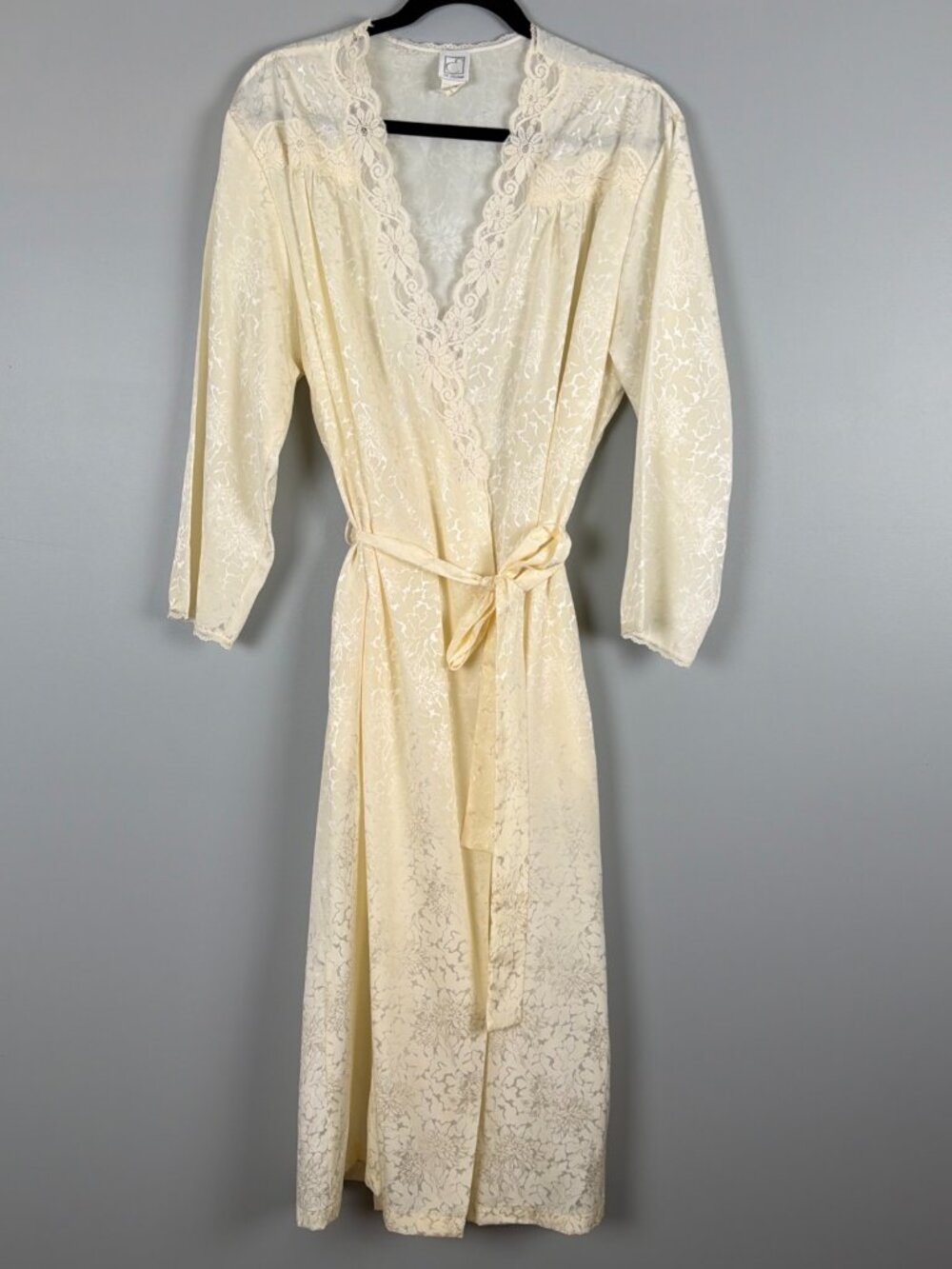 Eve Stillman Satin Robe Women M Ivory Floral Lace Wedding Bridal Classic Vintage
